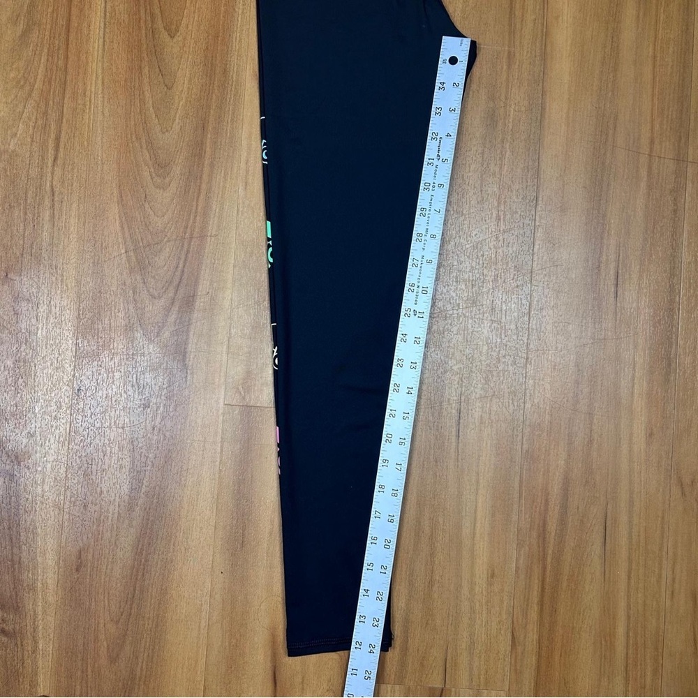 Adidas Kids Black and Green Performance Leggings - Picture 6 of 8